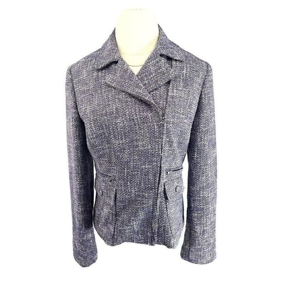 Talbots Womens Purple Tweed Moto Blazer Jacket Size 4 The Kate Zip NWT - Picture 11 of 12